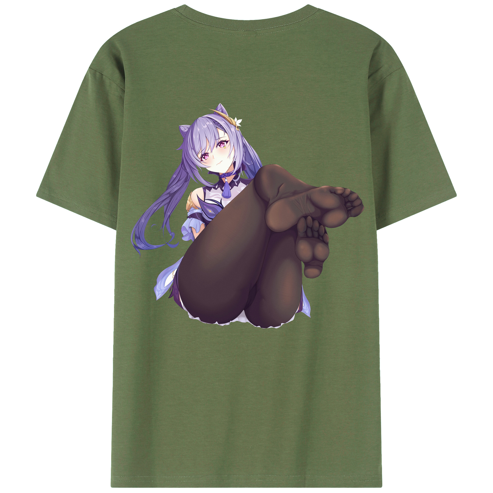 げんし神 刻晴 こくせい genshin Kokusei 綿100％ メンズ半袖Tシャツ（バックプリント） 通気性